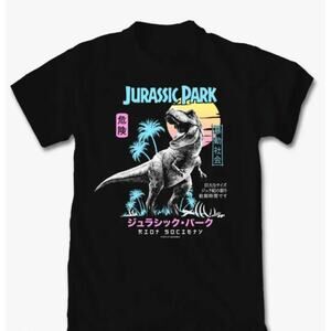 Jurassic Park Neon T-Rex Graphic Tee Jap Anime YL Movie Merch Fandom Pop Culture